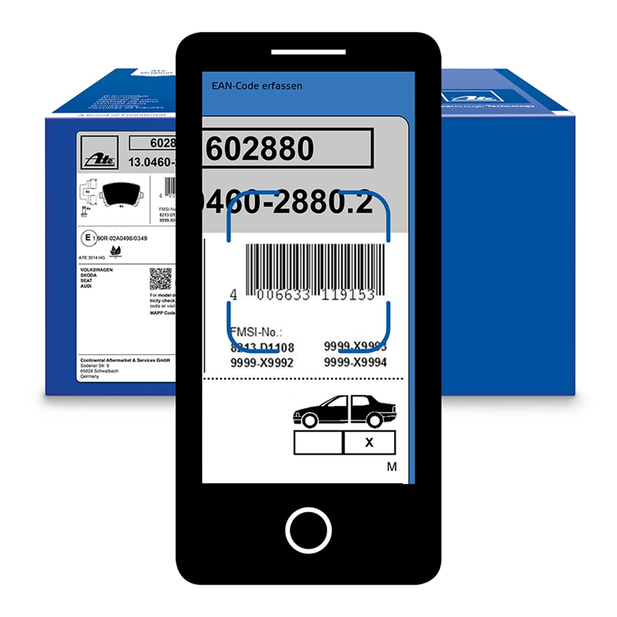 For vehicle details, scan the EAN code